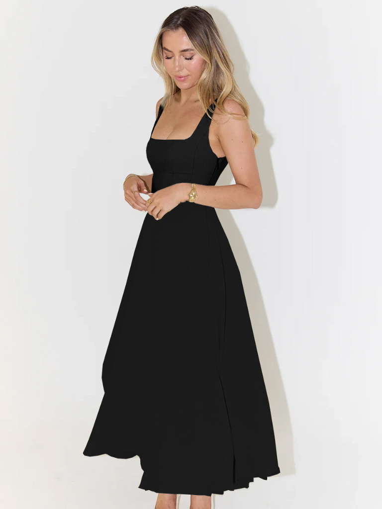 Square Neck Sleeveless Fit and Flare Maxi Dress Wedding Guest 8