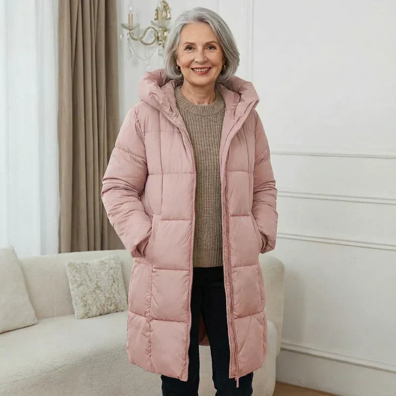 Hooded Zip Front Quilted Longline Puffer Coat 5