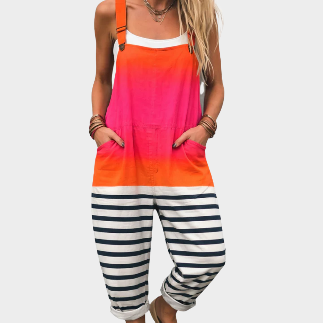 Ombre Striped Adjustable Strap Overall Jumpsuit 2