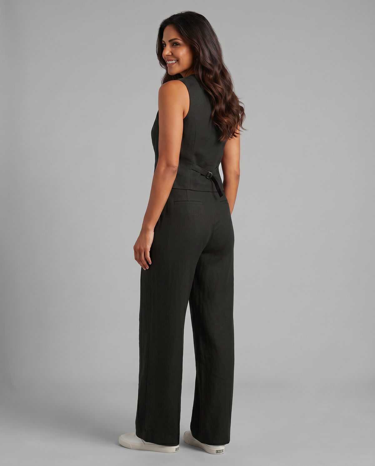 Sleeveless Button Vest and Wide Leg Pants Two Piece Set 15