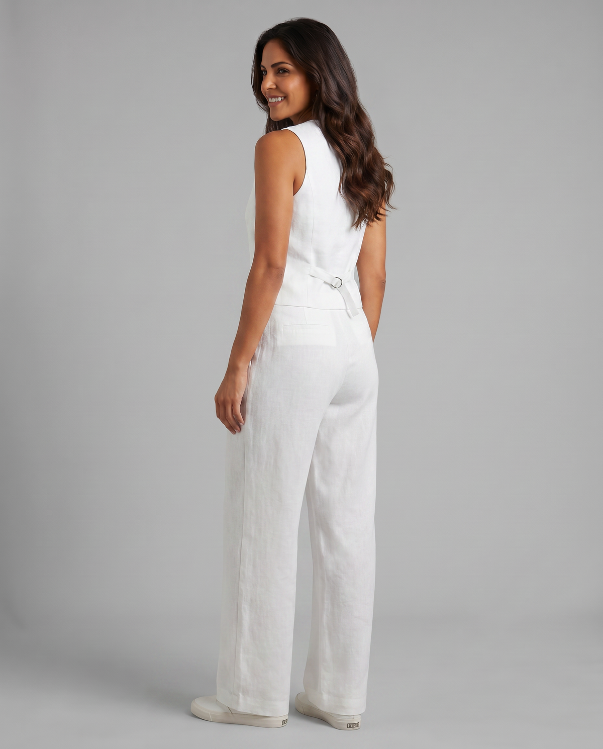 Sleeveless Button Vest and Wide Leg Pants Two Piece Set 12