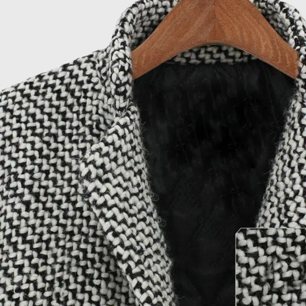Tweed Single Button Notch Lapel Longline Coat 5