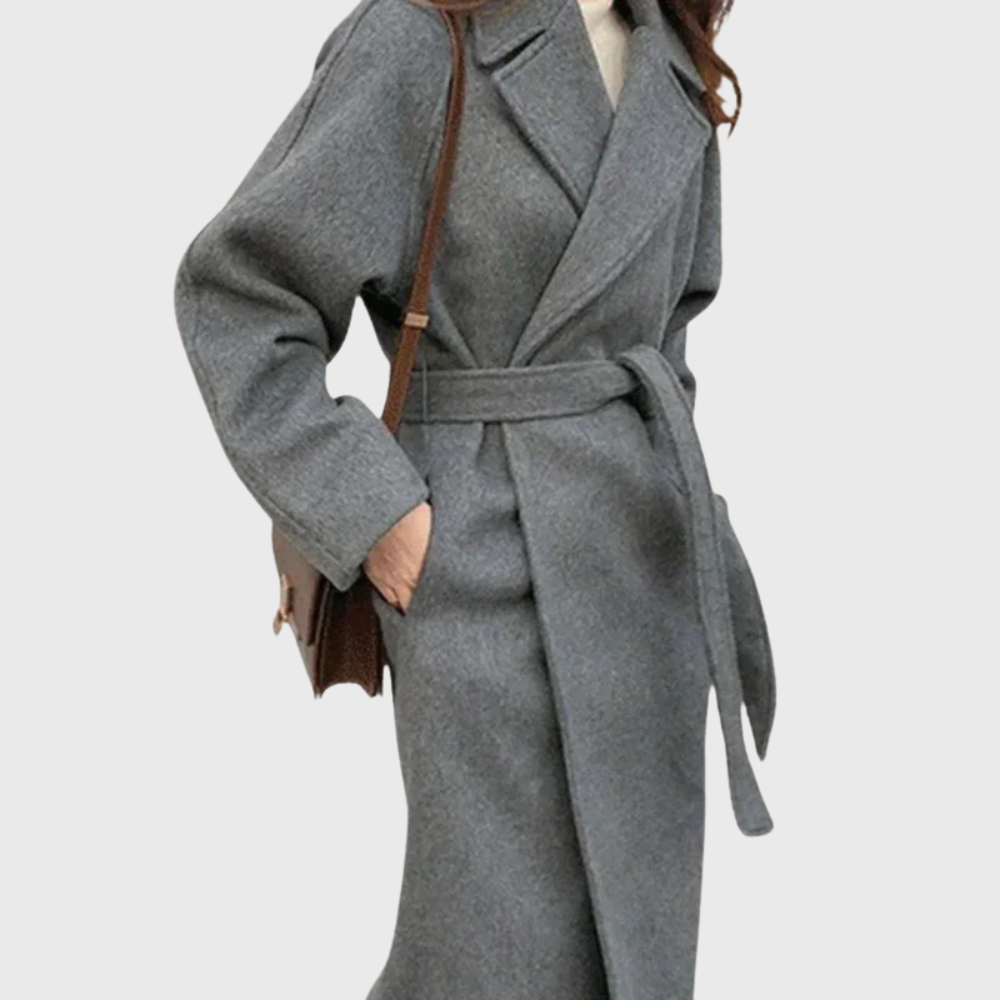Notch Lapel Belted Wrap Longline Coat 6