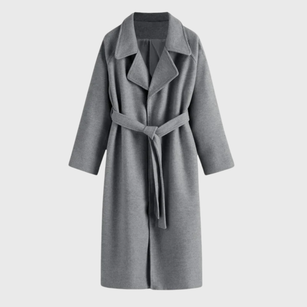 Notch Lapel Belted Wrap Longline Coat 4
