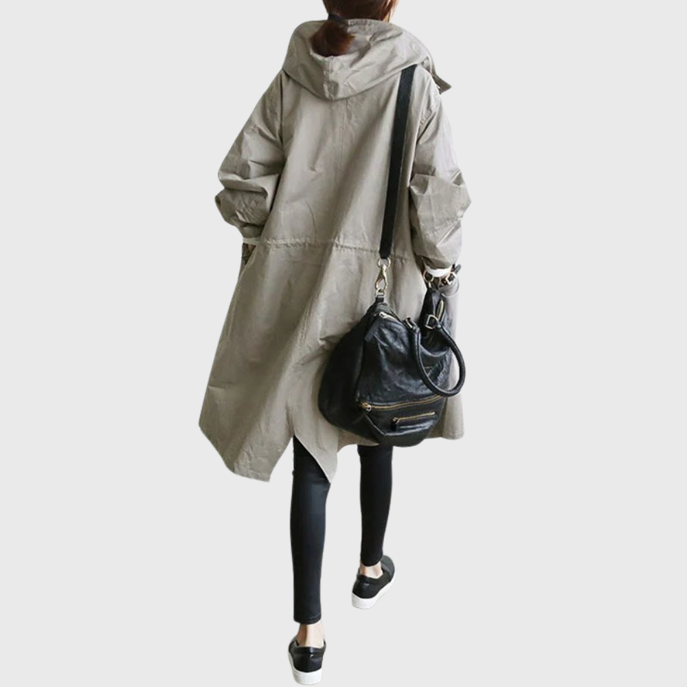 Hooded Snap Front Longline Trench Coat 8