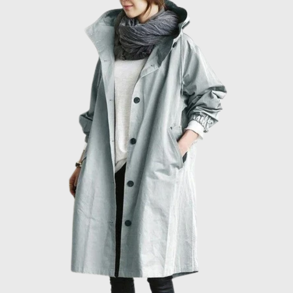 Hooded Snap Front Longline Trench Coat 3