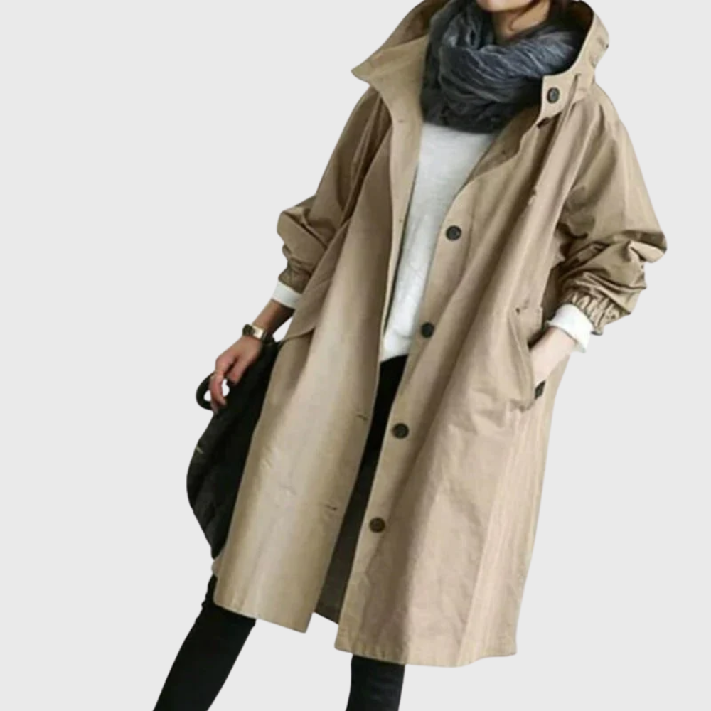 Hooded Snap Front Longline Trench Coat 4