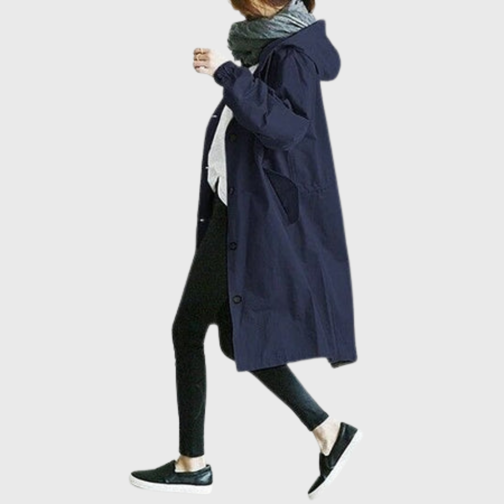 Hooded Snap Front Longline Trench Coat 5