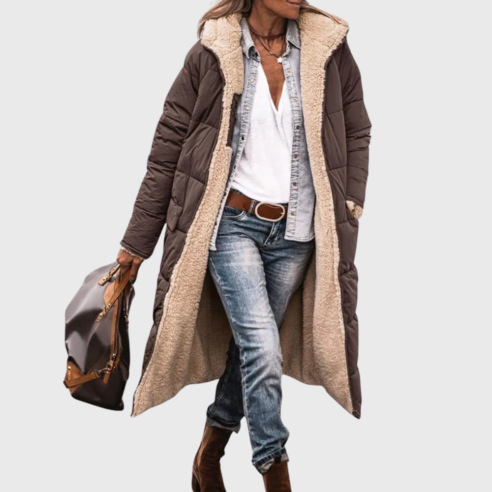 Reversible Sherpa Lined Longline Puffer Coat 2