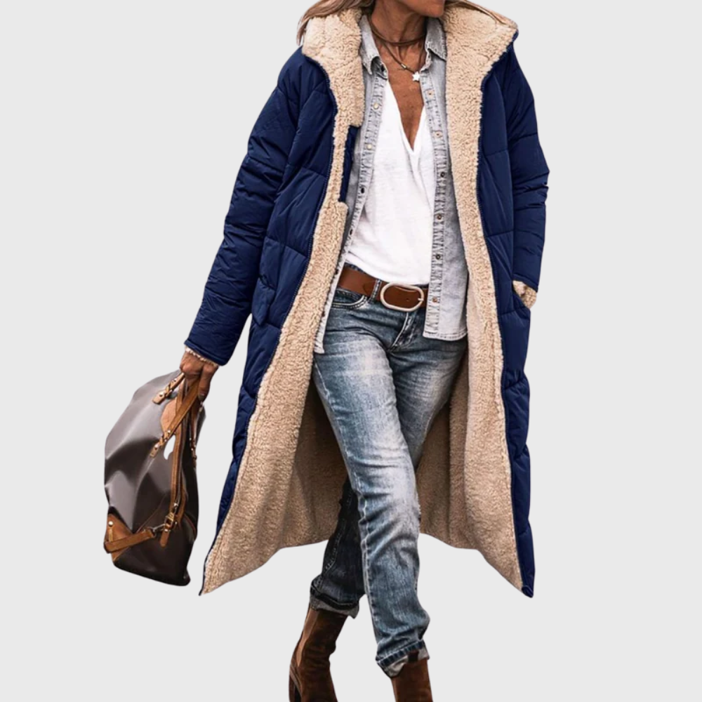 Reversible Sherpa Lined Longline Puffer Coat 5