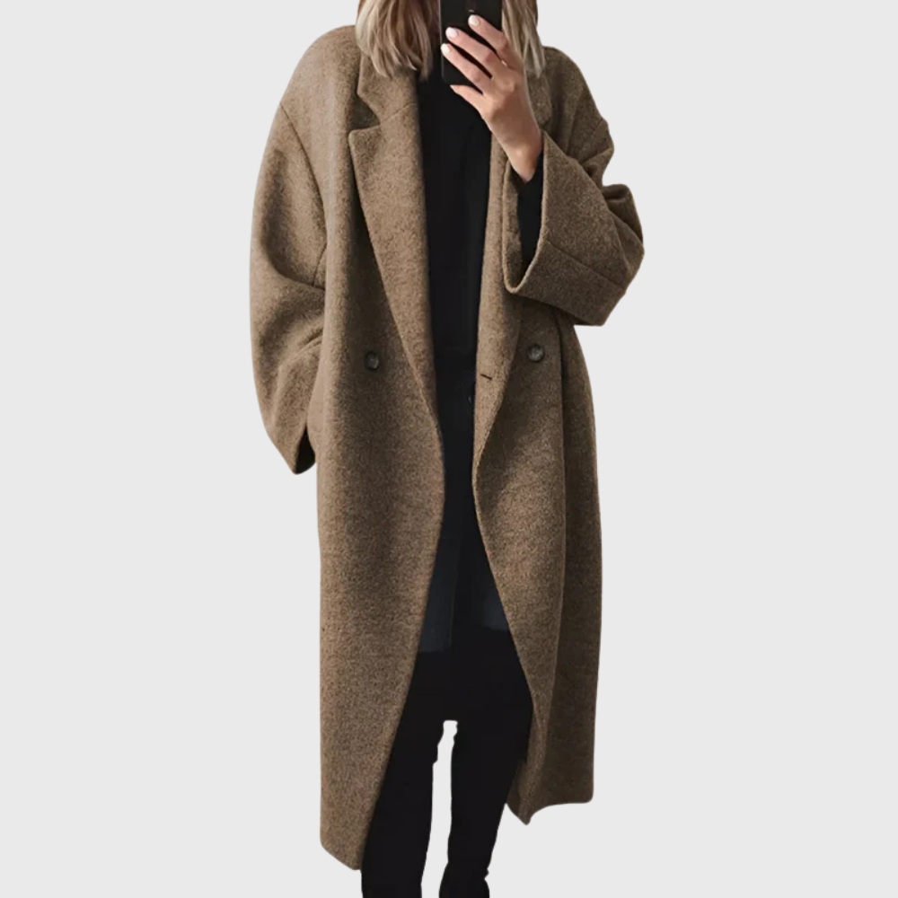 Double Breasted Lapel Longline Coat 2