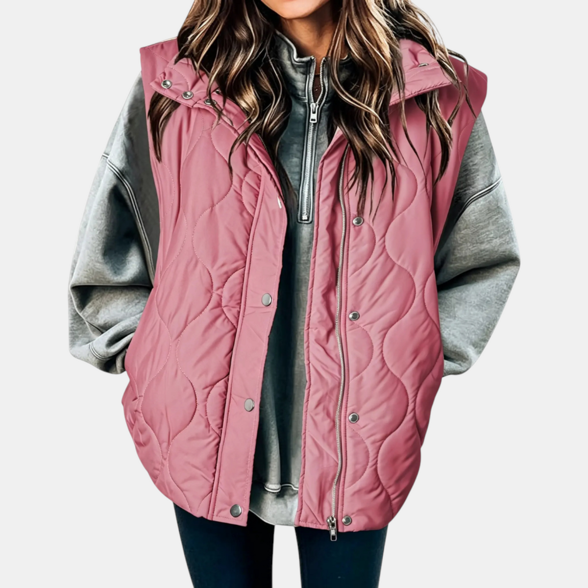 Hooded Zip Front Quilted Puffer Vest 13