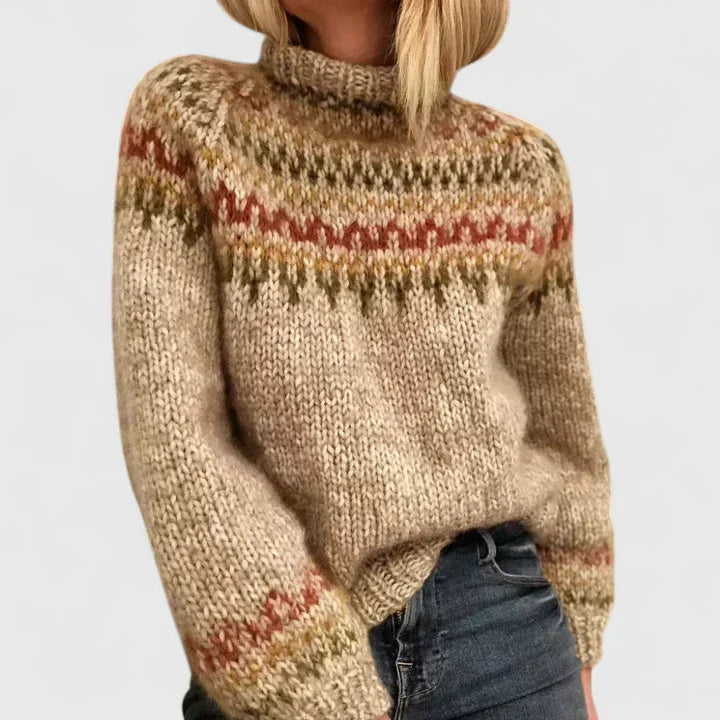 Fair Isle Mock Neck Long Sleeve Sweater 2
