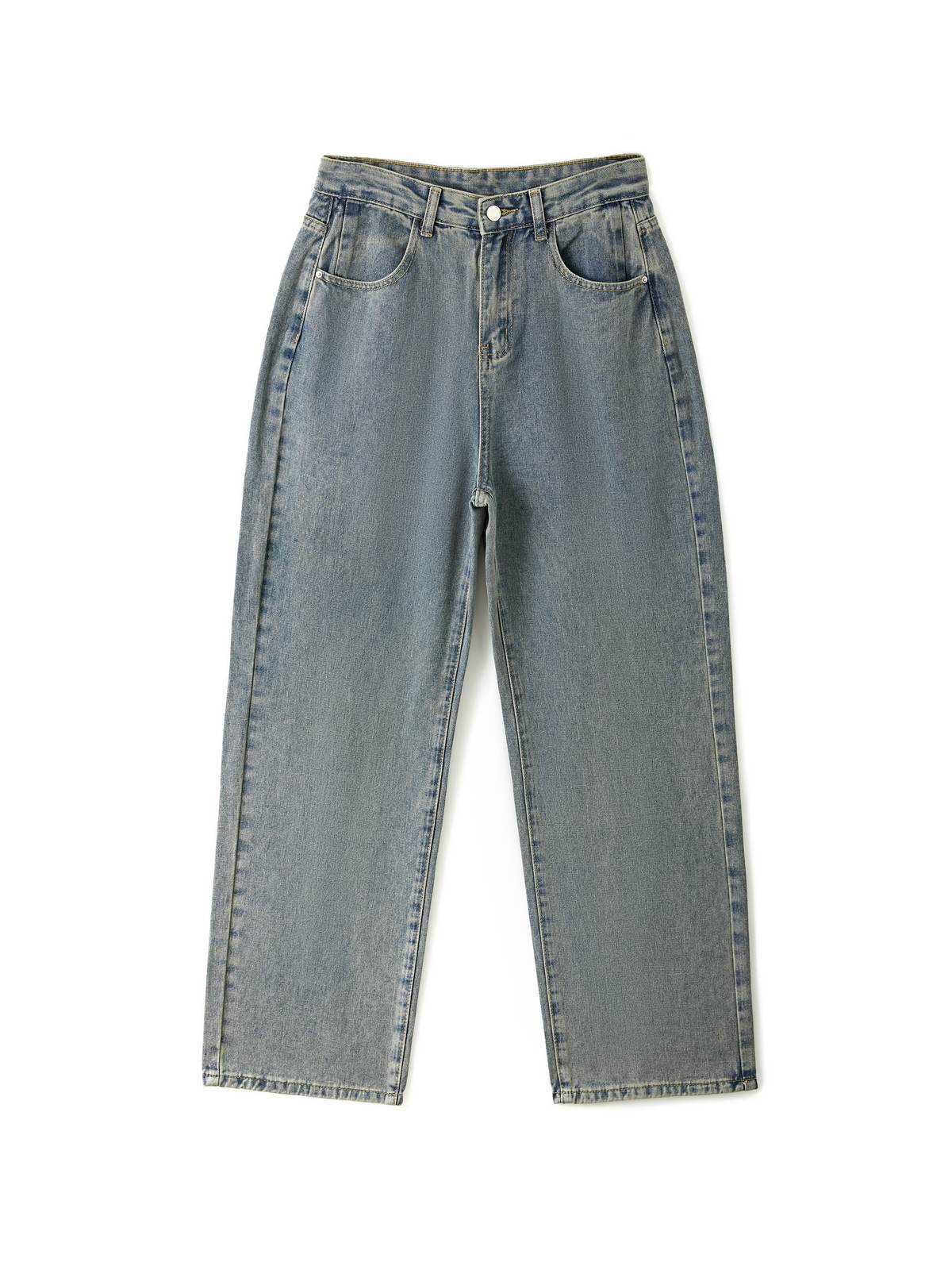 High-Waist Vintage Washed Denim Jeans