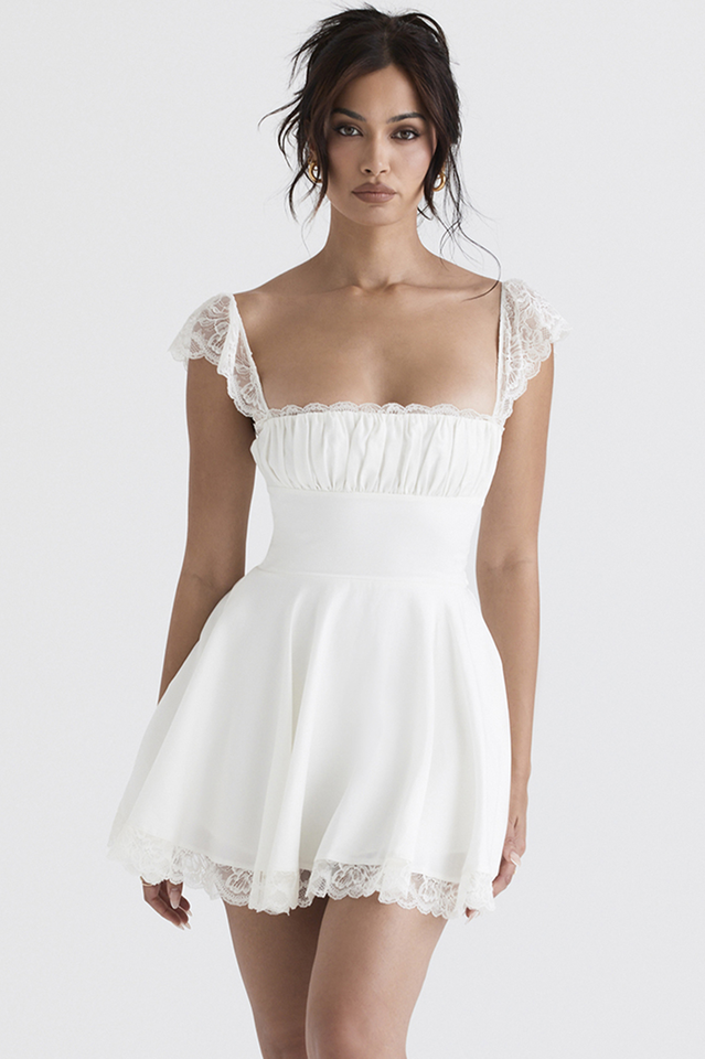 Lace A Line Mini Dress - View 2