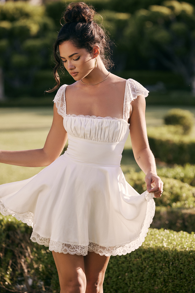 Lace A Line Mini Dress - View 9