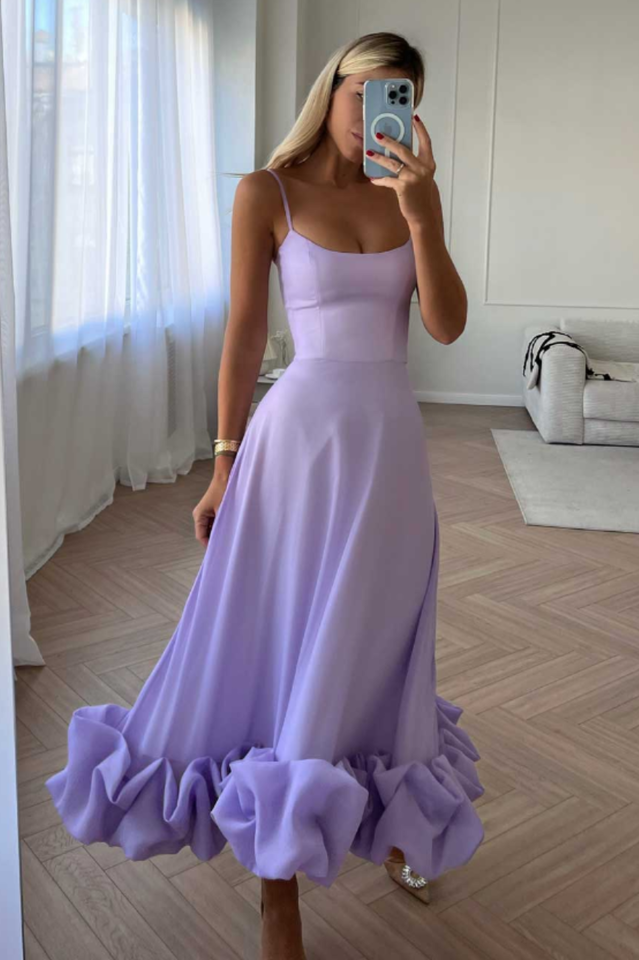 Flounce Bustier Midi Dress in Pink - View 4