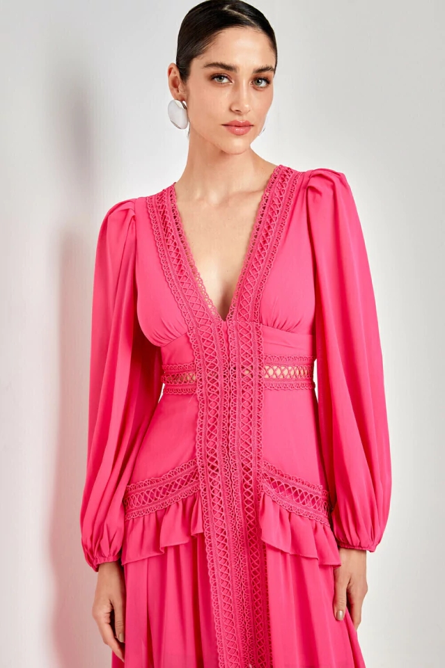 Lorie Long Sleeve Ruffle Gown - View 17