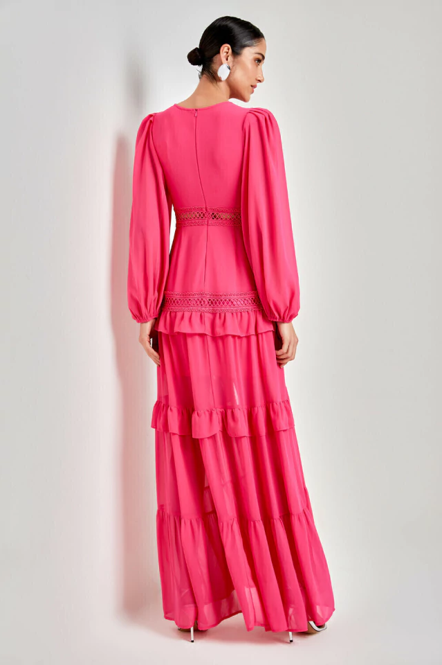 Lorie Long Sleeve Ruffle Gown - View 18