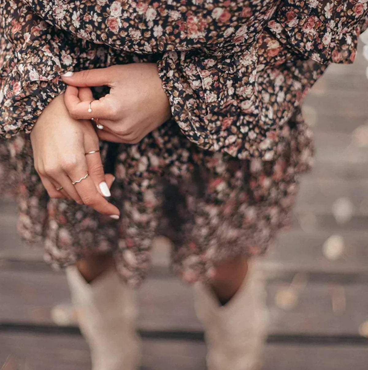 Floral Print Ruffle Neck Long Sleeve Tiered Ruffle Mini Dress - View 2
