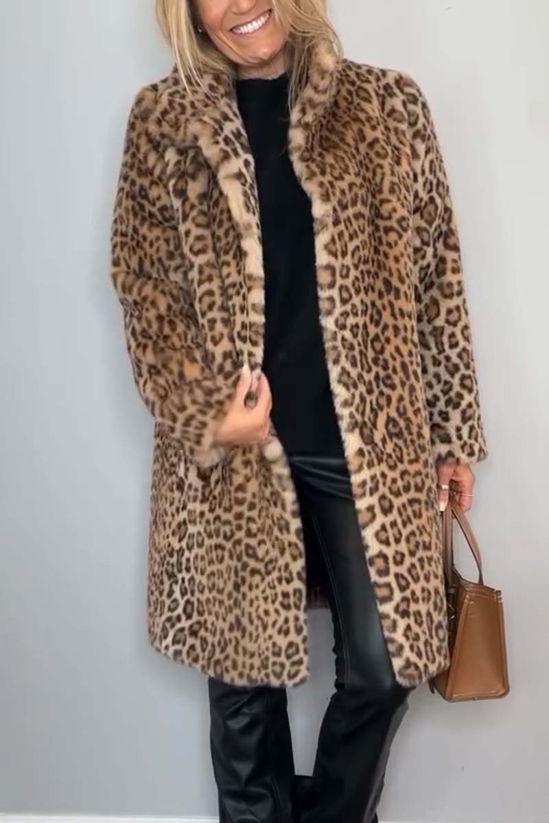 Leopard Print Faux Fur Longline Coat 2
