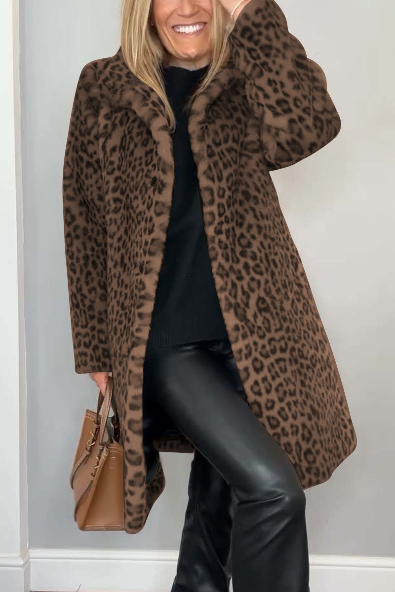 Leopard Print Faux Fur Longline Coat 6