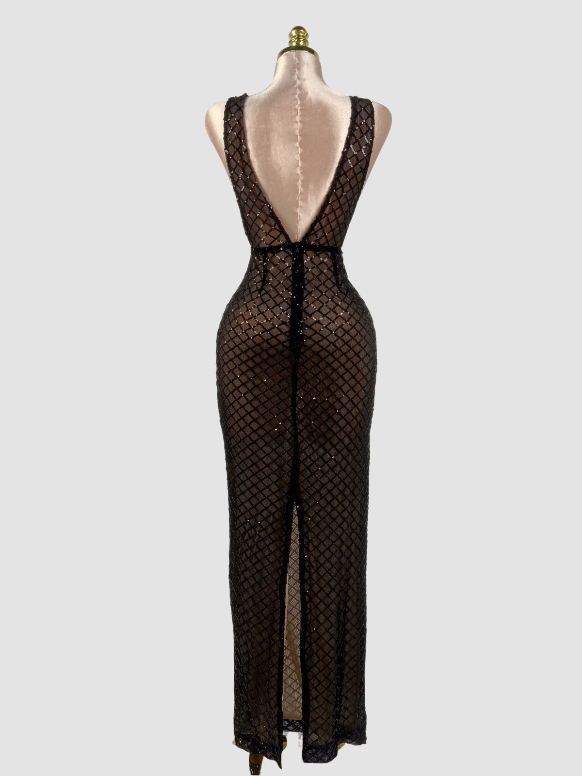 V Neck Bow Sequin Maxi Dress - View 8