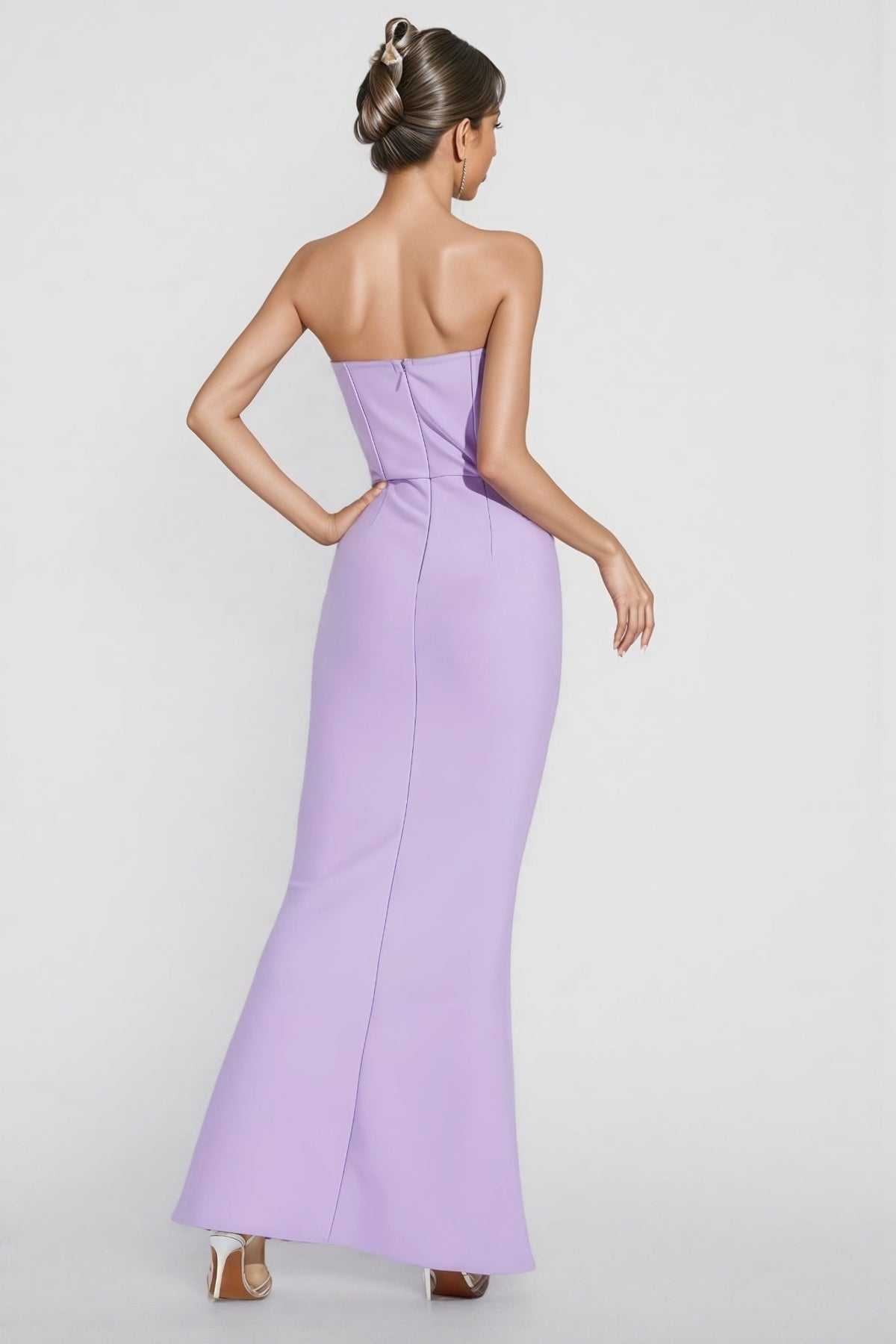 Pearl Beaded Strapless Sweetheart Corset Bandage Maxi Gown - View 7