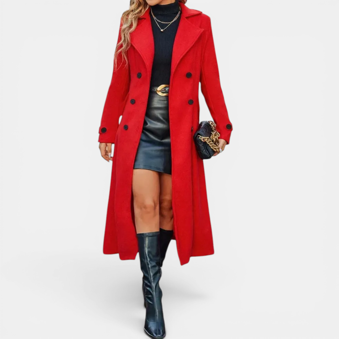 Double Breasted Notch Lapel Longline Coat 3