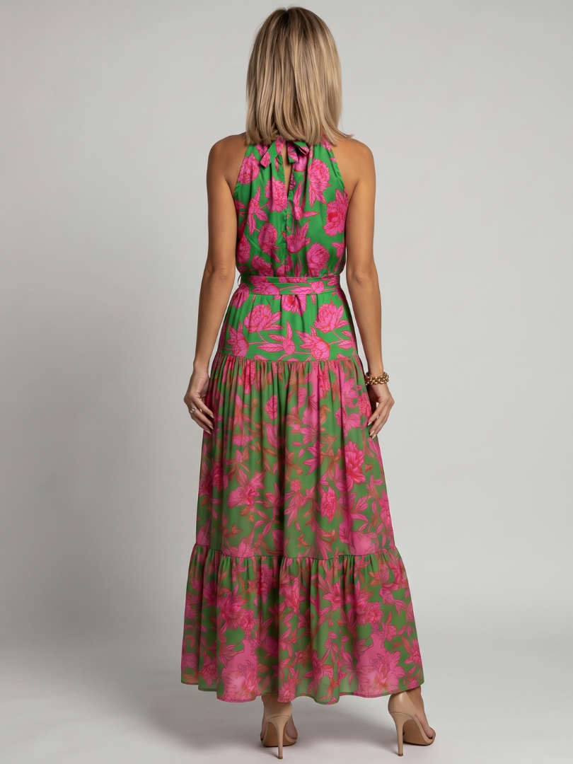 Floral Halter Neck Tiered Maxi Dress 4