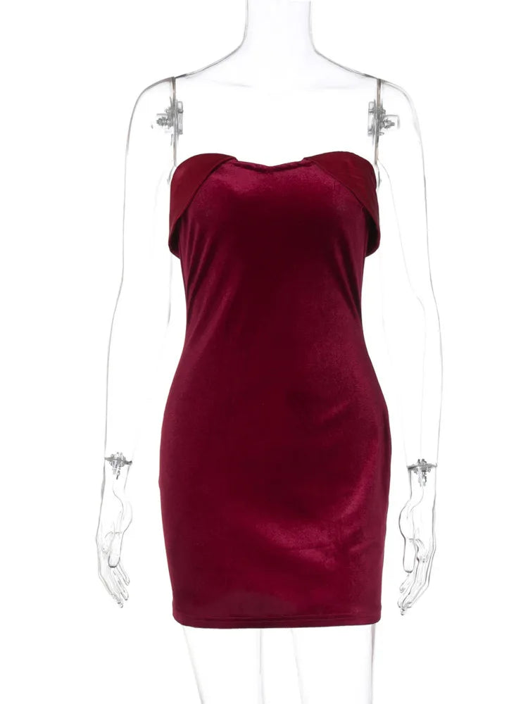 Velvet Off - shoulder Strapless Mini Dress - View 12