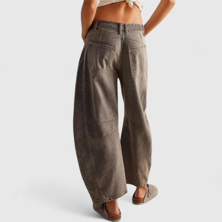 High Waist Faded Barrel Leg Jeans 28