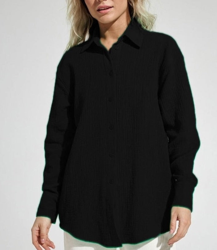 Dinora Button-Up Shirt Black / S Tops & Blouses