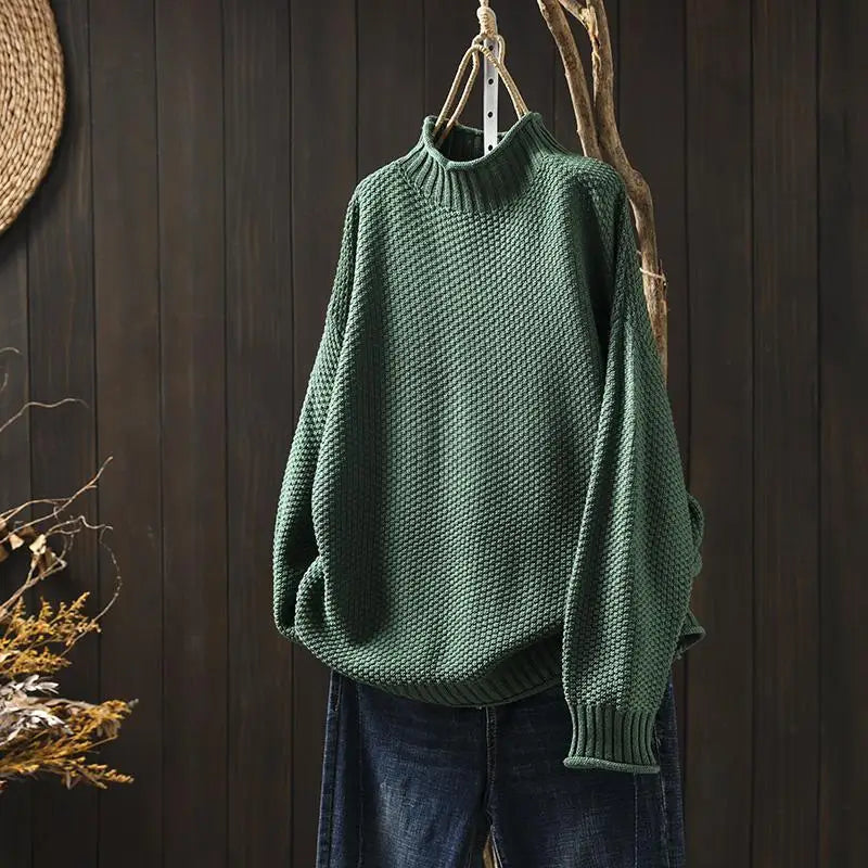Mock Neck Chunky Knit Oversized Sweater 5