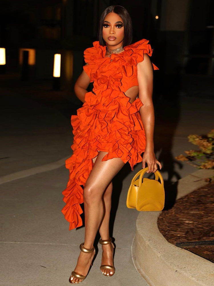 Short Party Dress Backless and Ruffled - View 10
