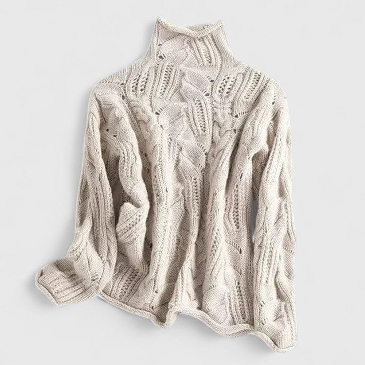 Turtleneck Cable Knit Long Sleeve Sweater