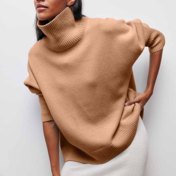 Turtleneck Short Sleeve Oversized Knit Sweater 5