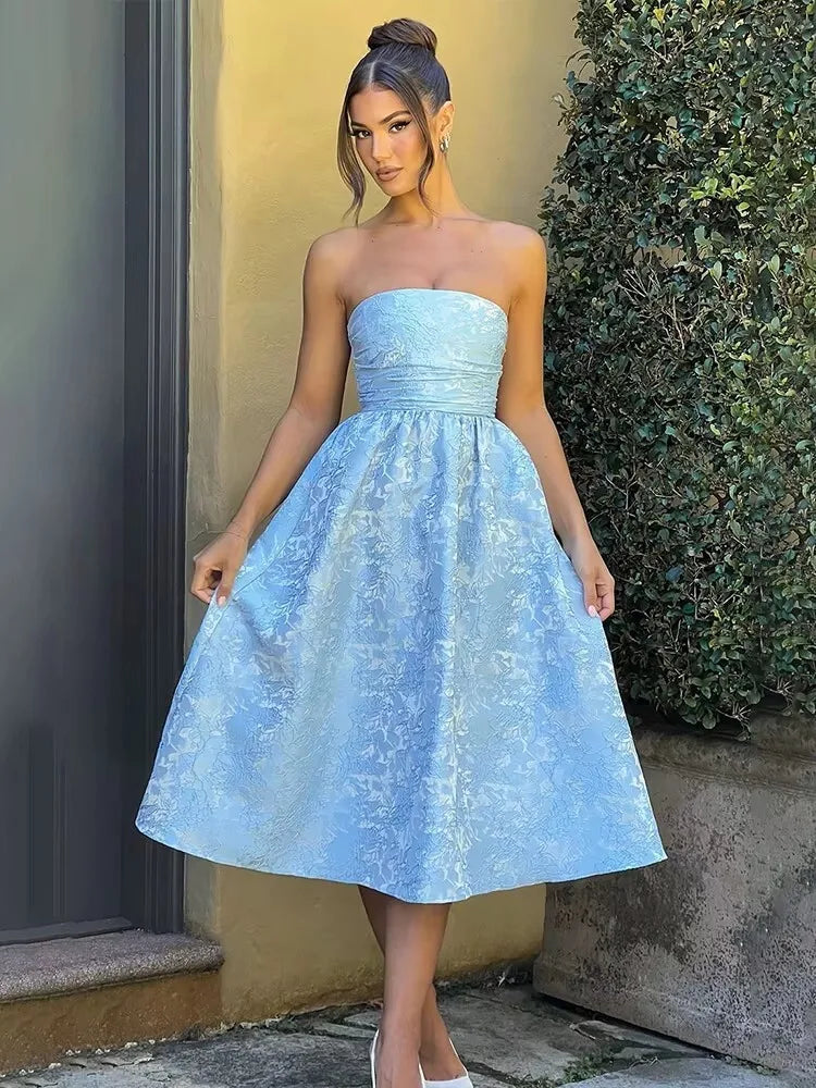 Bow Backless Jacquard A Line Mini Dress - View 13