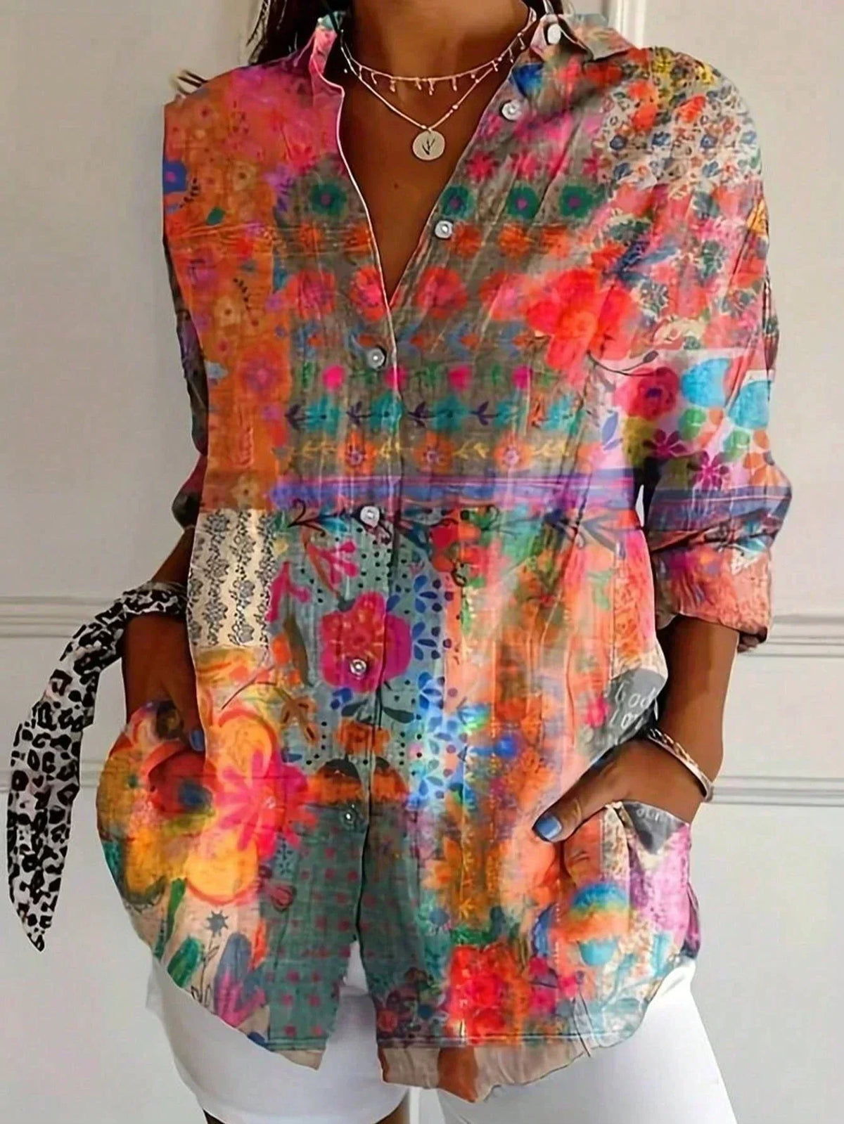 Floral Print Long Sleeve Button Up Shirt 4