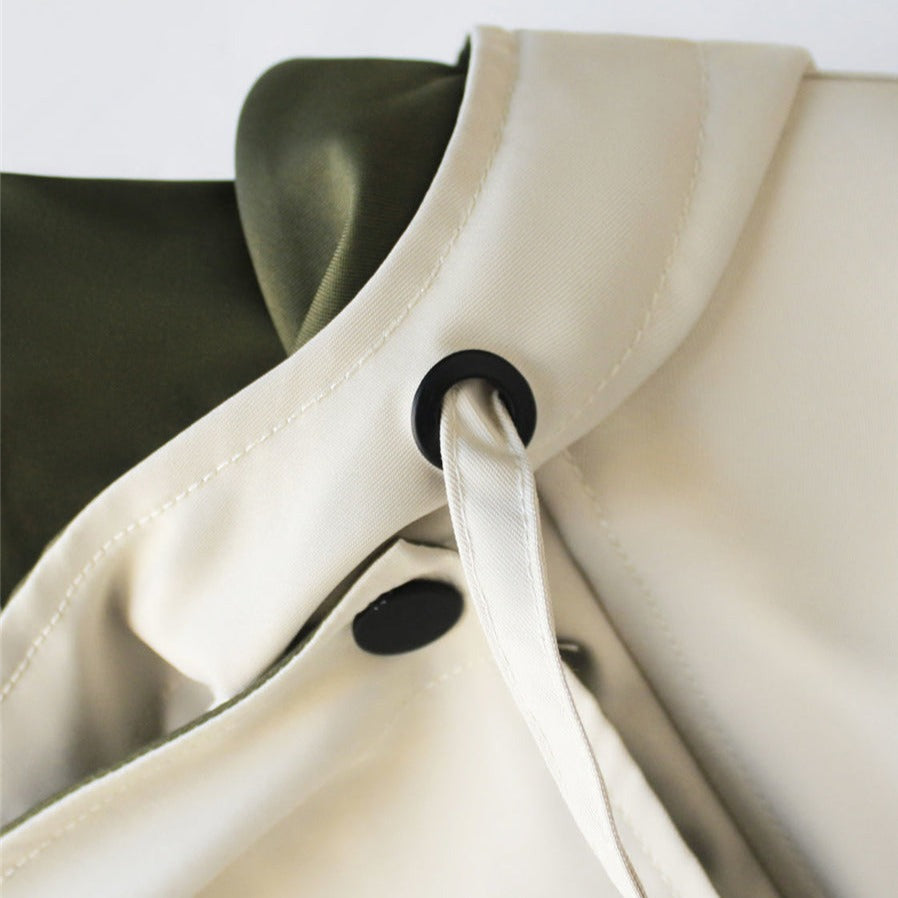 Contrast Collar Button Front Drawstring Windbreaker Jacket 6