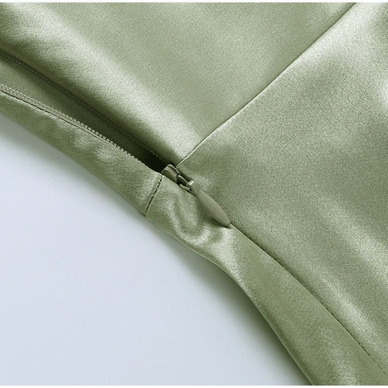 Lovely Lady Ruched Satin Midi Dress - View 12