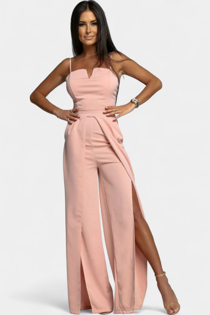 Spaghetti Strap Notch Neck Top and High Split Wide Leg Pants Two Piece Set 10