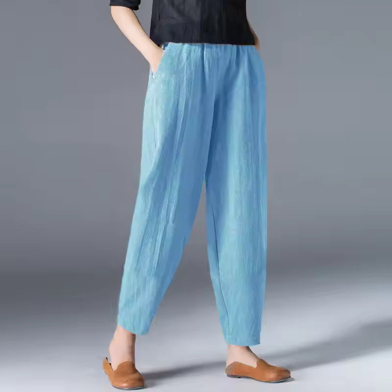 High Waist Tapered Leg Pull On Pants 2