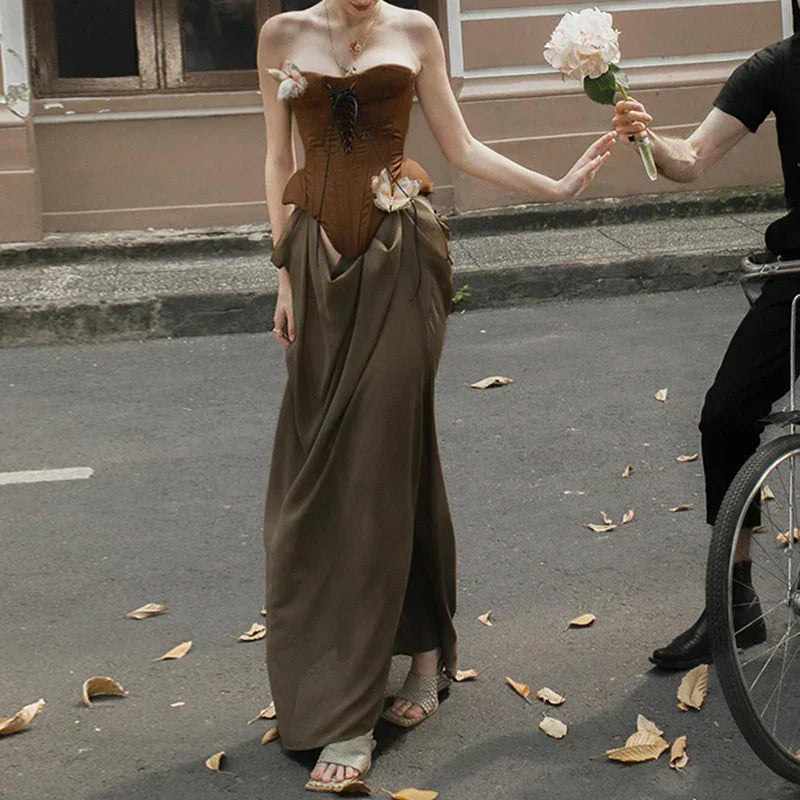 Satin Halter Neck Slip Maxi Dress - View 3