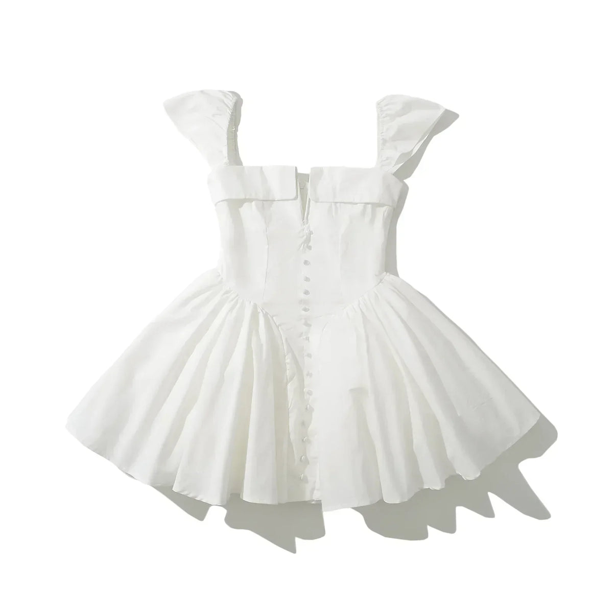 Sweetheart Cap Sleeve Button Front Fit and Flare Mini Dress - View 2