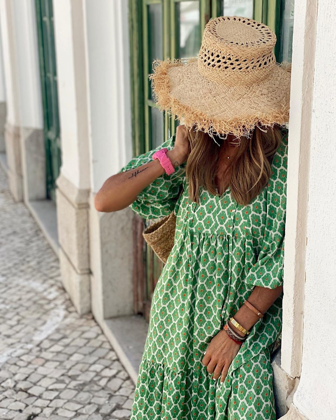 V-Neck Tie Neck Balloon Sleeve Tiered Maxi Dress - View 6