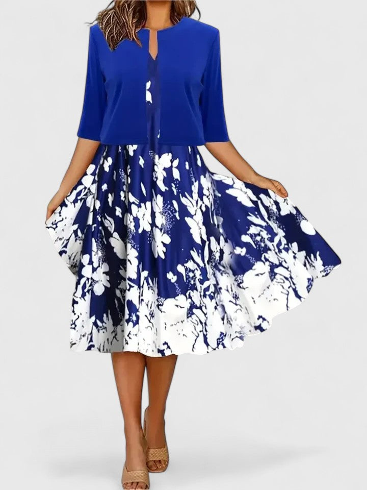 V-Neck Floral Print Fit and Flare Midi Dress 5