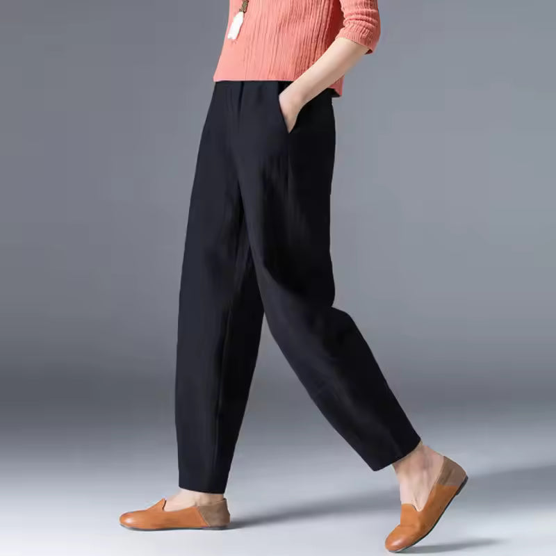 High Waist Tapered Leg Pull On Pants 6