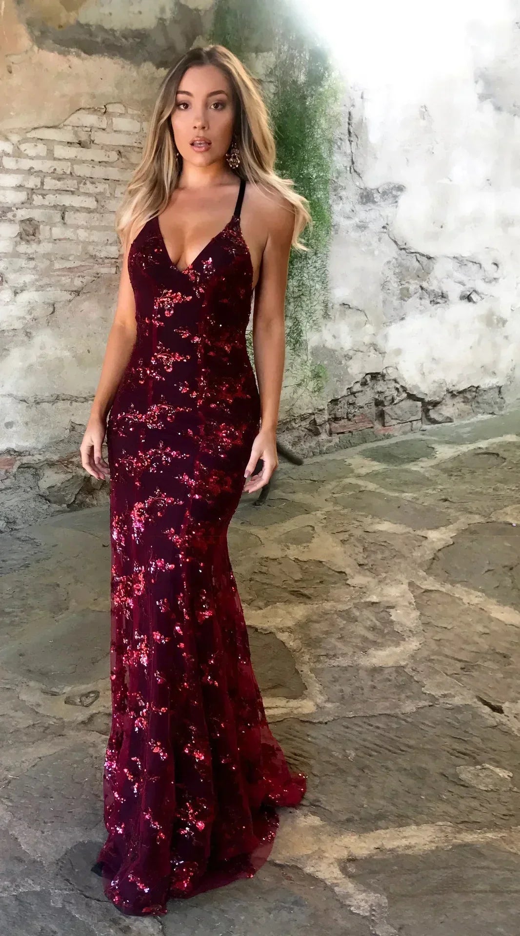 Sequins Wrap Breast Maxi Dress in Navy - View 5