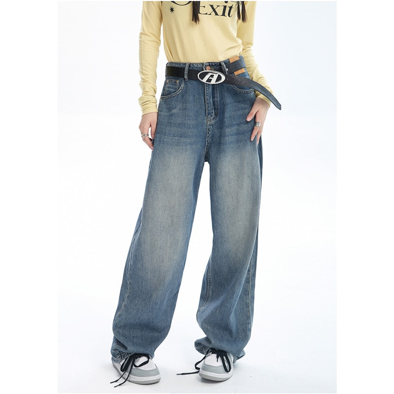 Contrasting Wide Colors For S High Blue Waist Leg